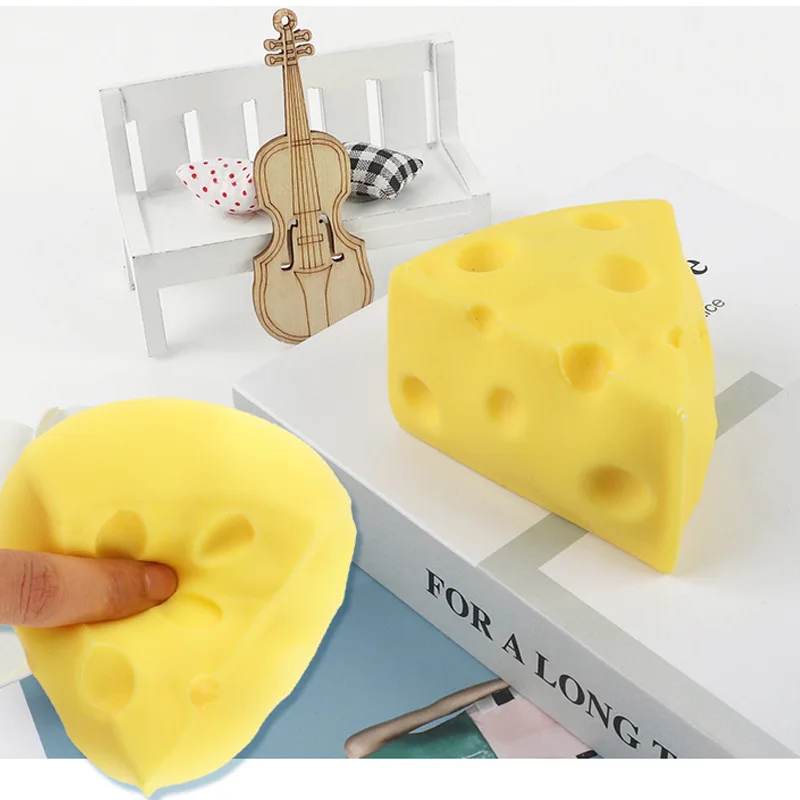 Originality Simulation Cheese Fidget Toys Squishy Stress Reliever Toys Prank Autism Montessori Toys Games Children Gift