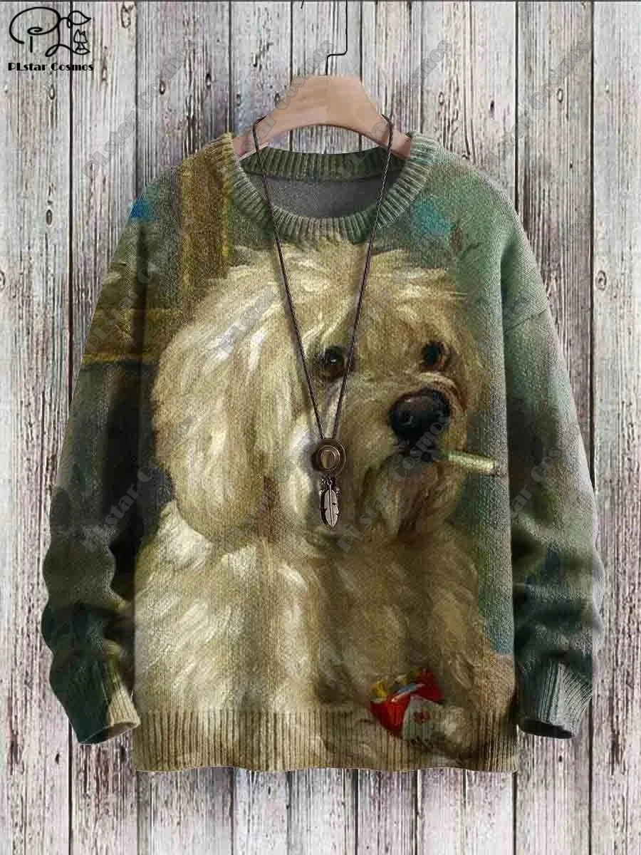 New 3D printed animal series horse funny dog rabbit butterfly ugly sweater street casual winter sweater