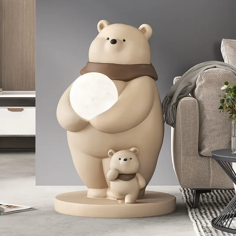 SANDYHA Polar Bear LED Floor Lamp Standing Table Light for Bedroom Living Room Indoor Lighting Home Decor Ornament