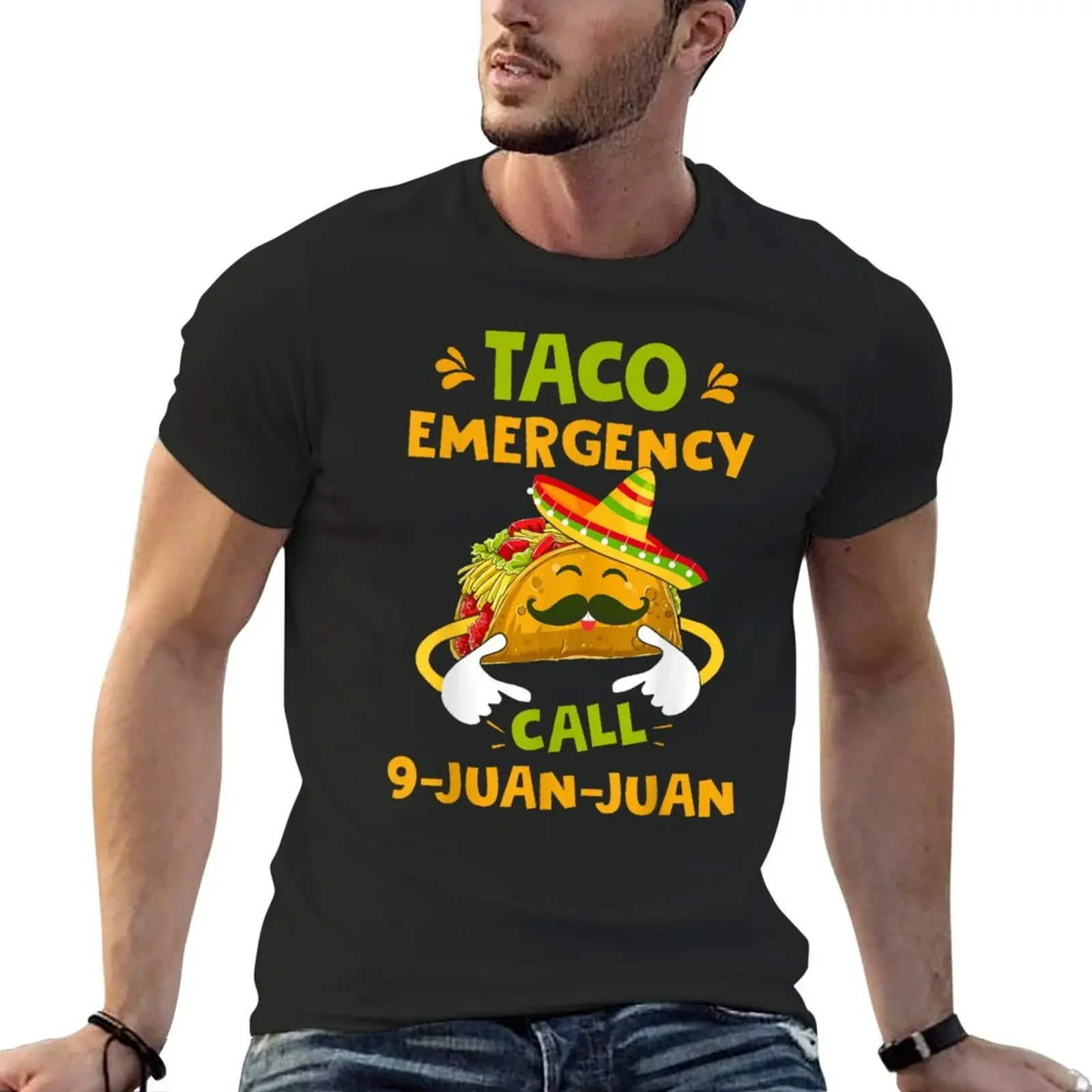 

TACOS EMERGENCY CALL 9JUAN T-Shirt tops man t shirt mens graphic t-shirts hip hop