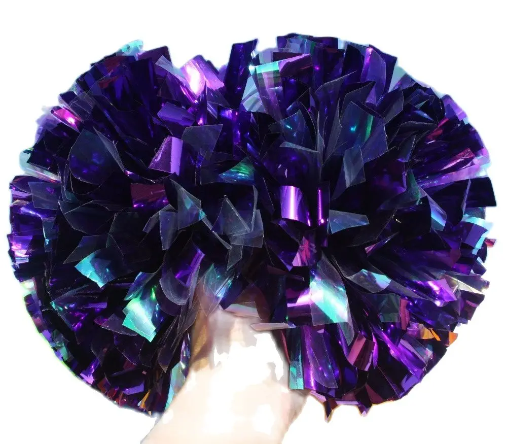 Pom Poms with Built-in Handle, Metallic Cheerleading Pom Poms, Custom