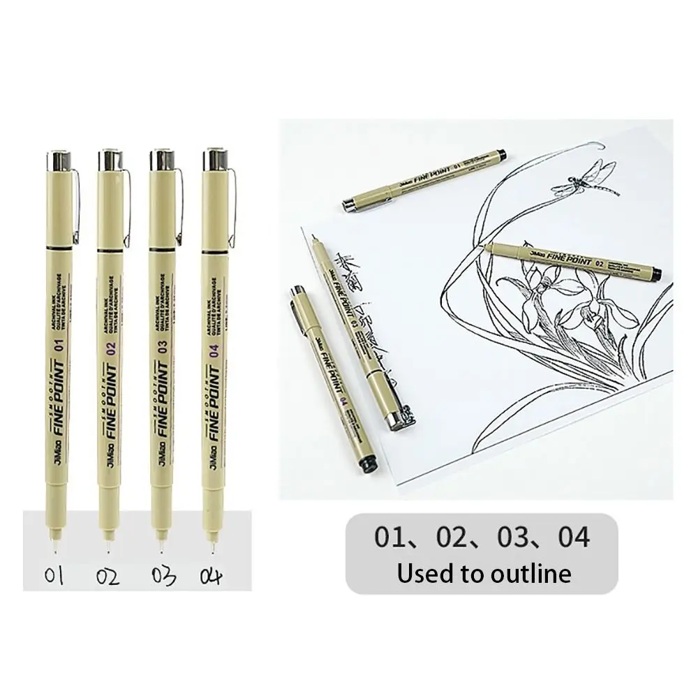 1Pcs Micron Ink Marker Pen Hook Line Art Supplies Drawing Pen Sketch Stationery Set Pigment Liner Sketching Needle Pen