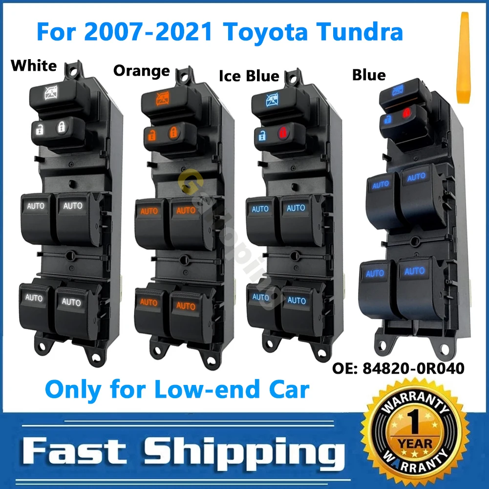 For Toyota Tundra 2007 - 2021 Upgraded Window Switch Glass Lifter Power Control Button 15 Pins Ice Blue White Orange Headlight
