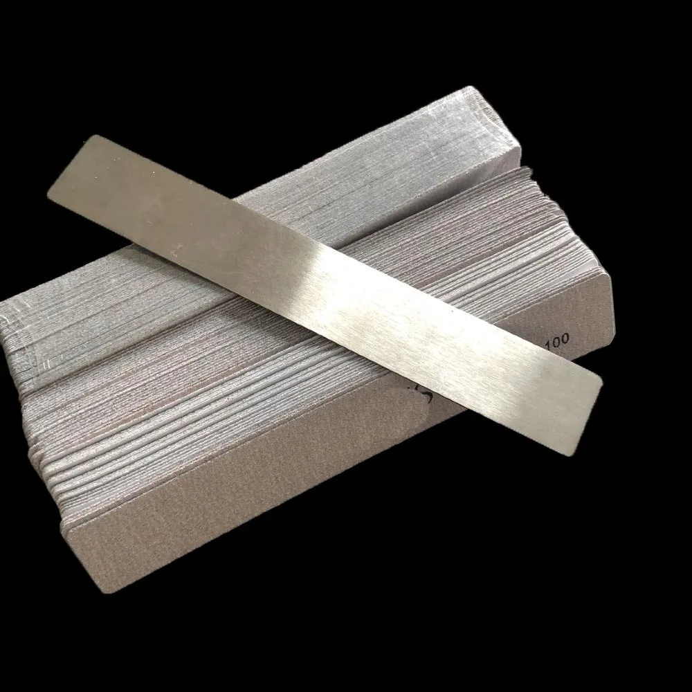 1 pc metal nail file with 2sets(100 pcs) removalble pads durable nail file  rectangle  sandpaper pads halfmoon shape nail file