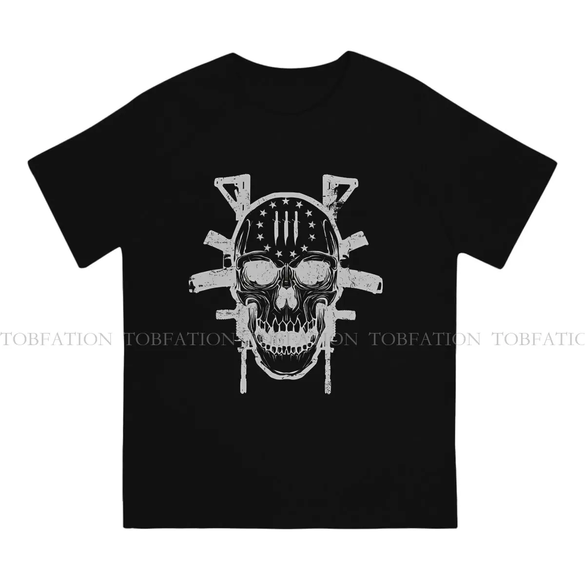 Cat 100% Cotton TShirt 3% Skull and Rifles Basic T Shirt Homme Men Tee Shirt New Design Big Sale