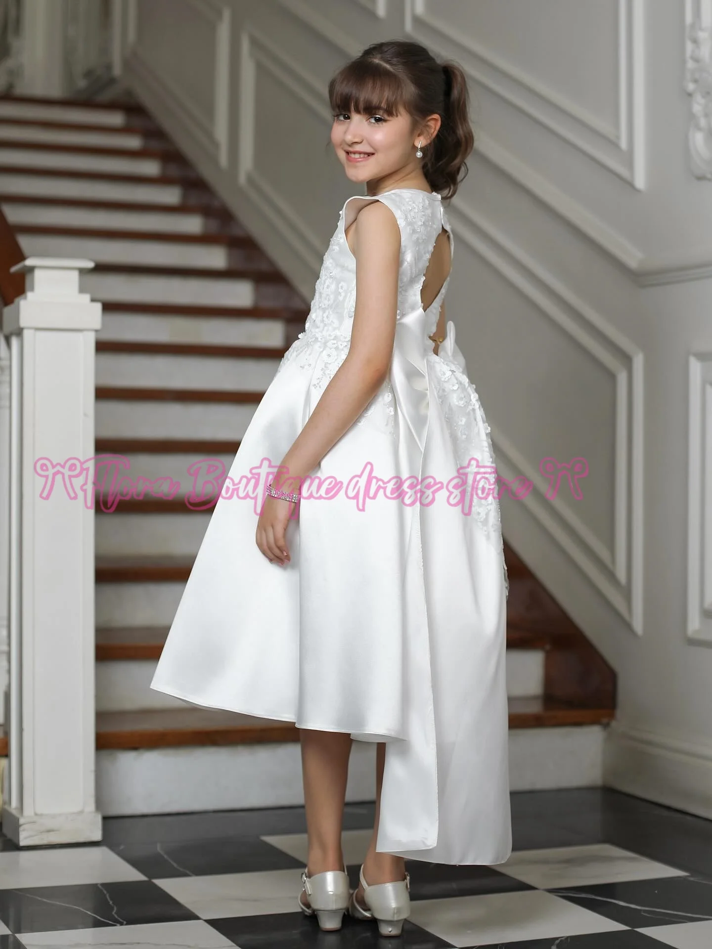 Ropa blanca larga para dama de honor para niños, vestido de lentejuelas para niñas, ropa de fiesta de boda y noche, vestido de fiesta de princesa para niños, fiestas de boda