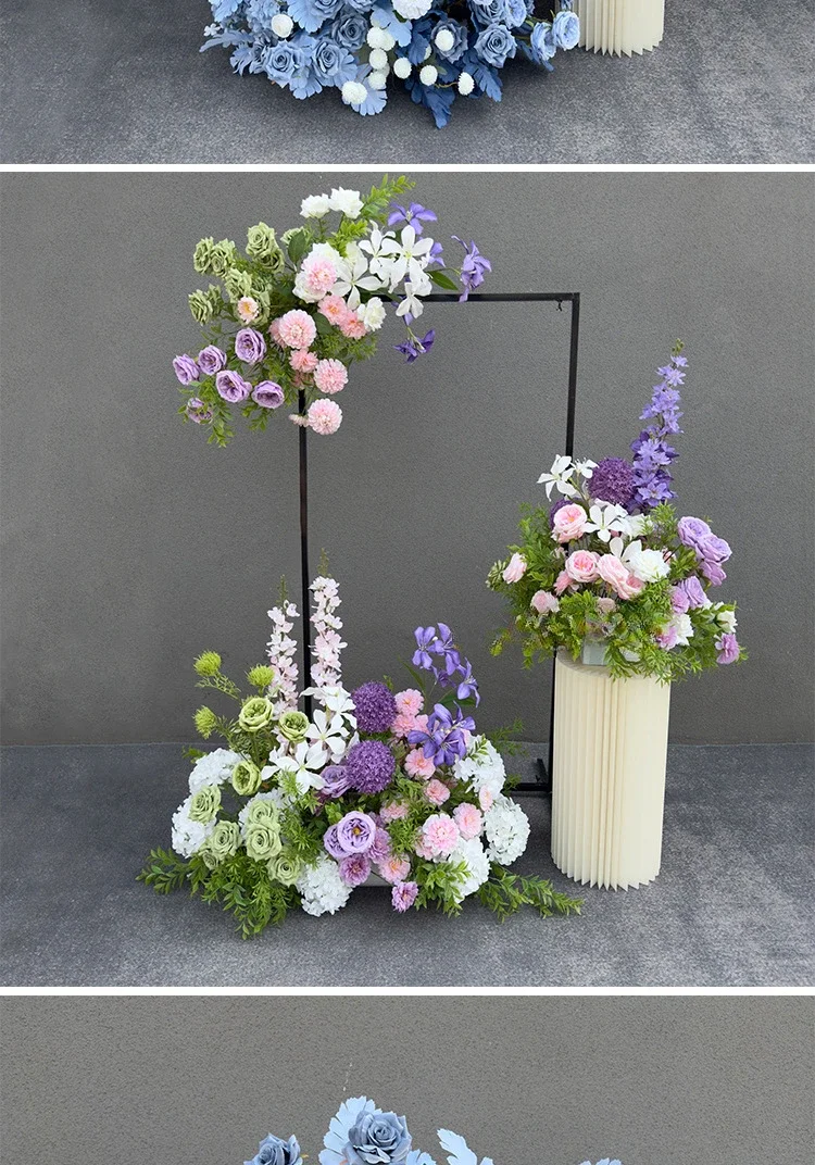 Künstliche Blumen Hochzeitsdekoration Hängende Blumenreihe Hintergrund Bogen-Dekor Wegführung Blumenball Florale Kulisse Arrangement – Detail 2