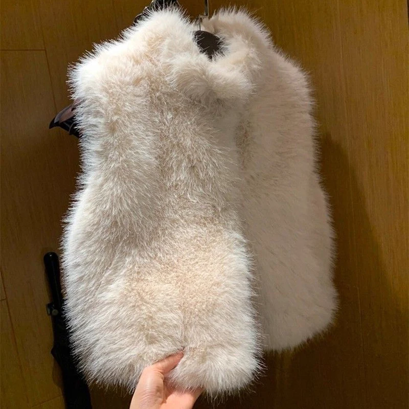 المرأة فو الثعلب الفراء سترة أنيقة الشتاء سميكة الدافئة أكمام معطف رقيق كلاسيكي بسيط عادية الوقوف طوق موضة أبلى