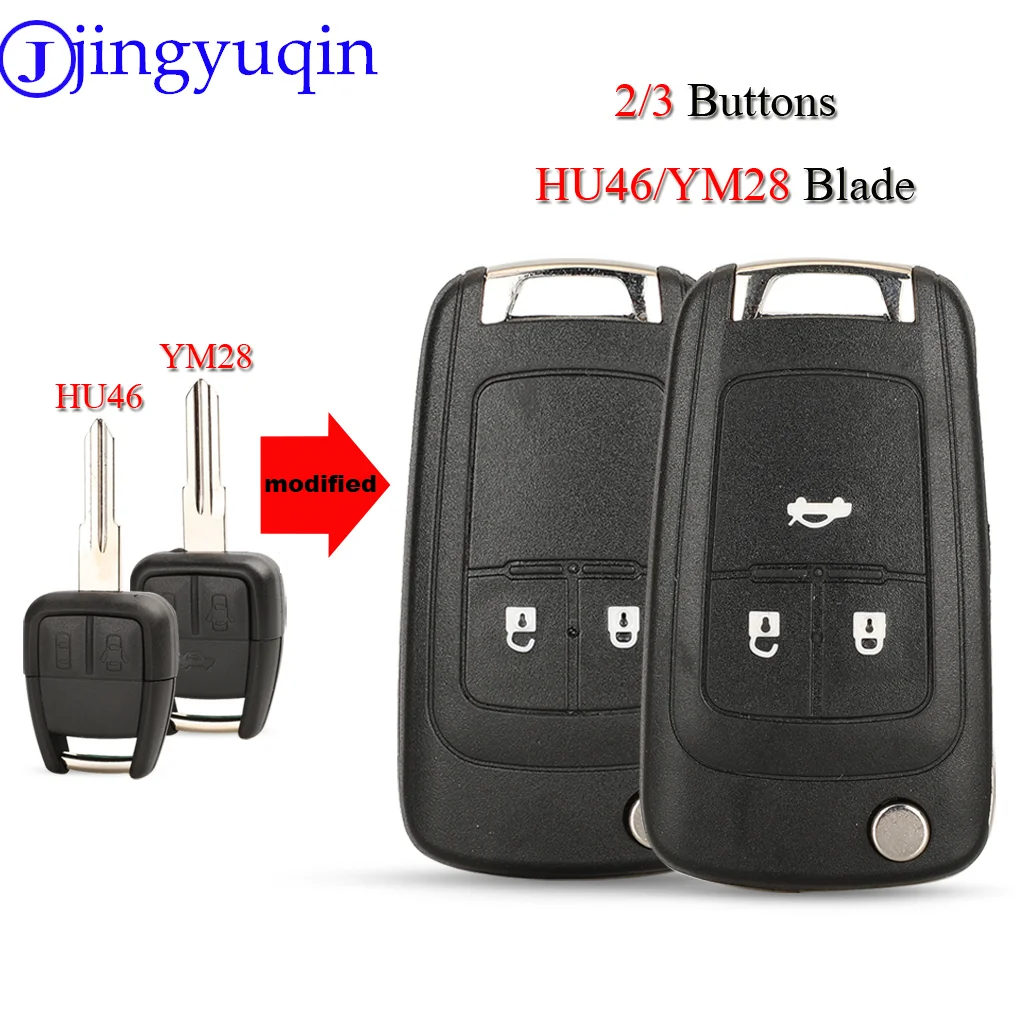 jingyuqin 2/3 Buttons Modified Flip Remote Car Key Shell For Chevrolet Cruze Aveo Auot Key Case Right/left YM28/hu43 Blade