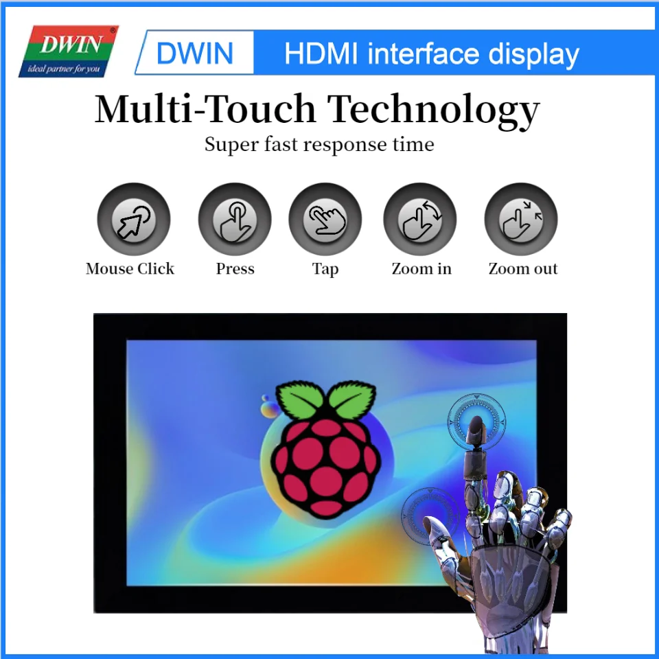 DWIN 10.4 Inch Capacitive Touch Portable Monitor Raspberry Pi Display IPS Screen with Speaker for Laptop Gaming Computer PC Mac