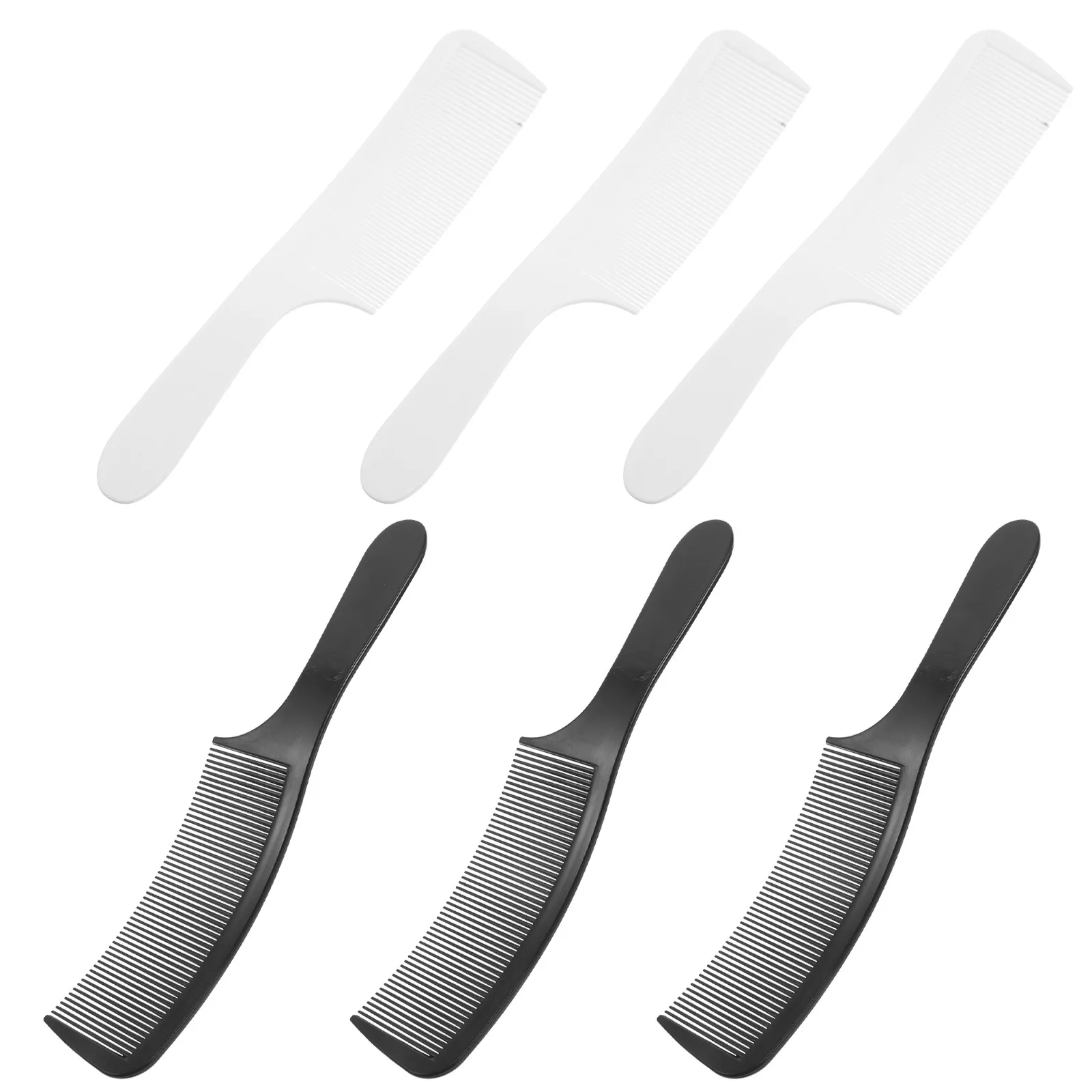 6Pcs Barber Paddle Combs for Men Professional Hair Styling Combs Curved Contour Scalp Fit Black White Ergonomic Handle Salon