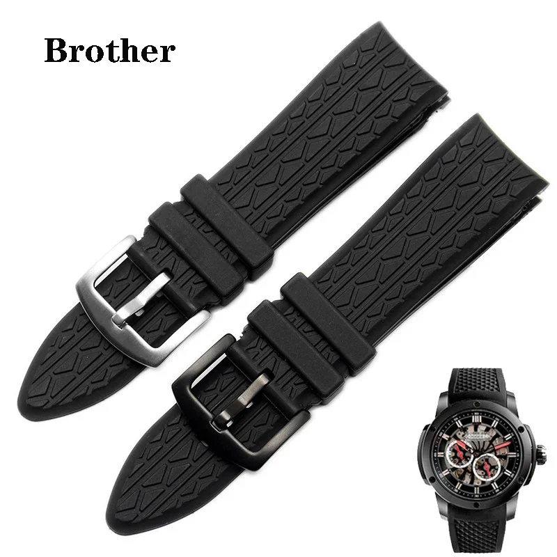 High quality 24mm black silicone straps for Porsche design p6612 watch strap watchband belt Wristband Replacement Watch Bracelet