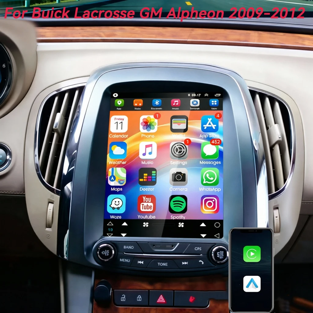 Radio para Auto Android 16 con CarPlay para Buick Lacrosse GM Alpheon 2009-2012, Navegación, Reproductor Multimedia, Video, Estéreo
