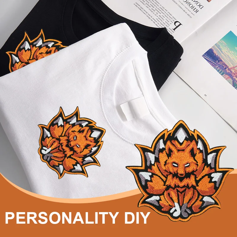 1pc Fox Morale Badge with Embroidery Patches, Sew-on/Iron-on, Suitable for DIY Decorations on Clothing, Hats, Shoes, and Bags