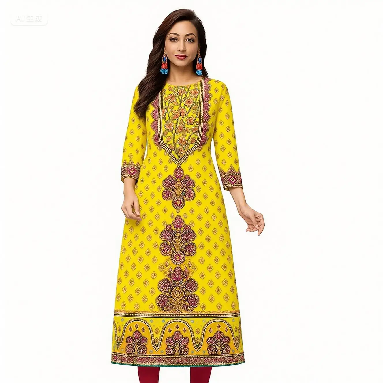 

Мусульманское платье Kurt, женское модное элегантное прямое платье в национальном стиле, повседневное женское платье с разрезом по подолу и узором слона, Абая