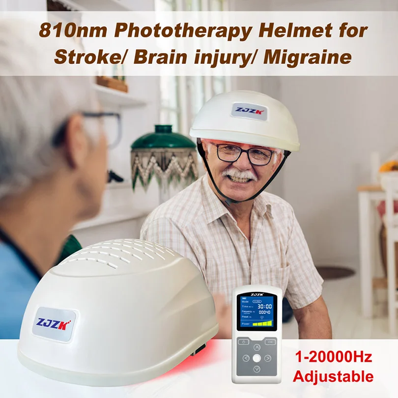 Gifts for Parkinsons Patients Men 810nm Red Light Photobiomodulation Transcranial Helmet for Brain Rehab 1-20000Hz Adjustable