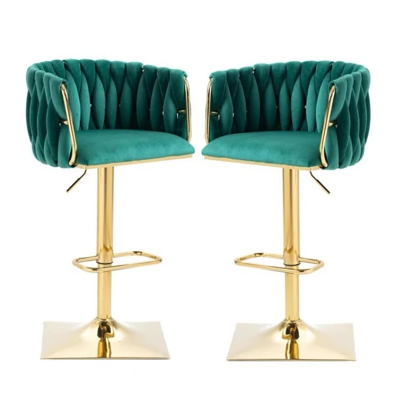 LH light luxury lifting rotating bar chair simple modern woven metal back high chair