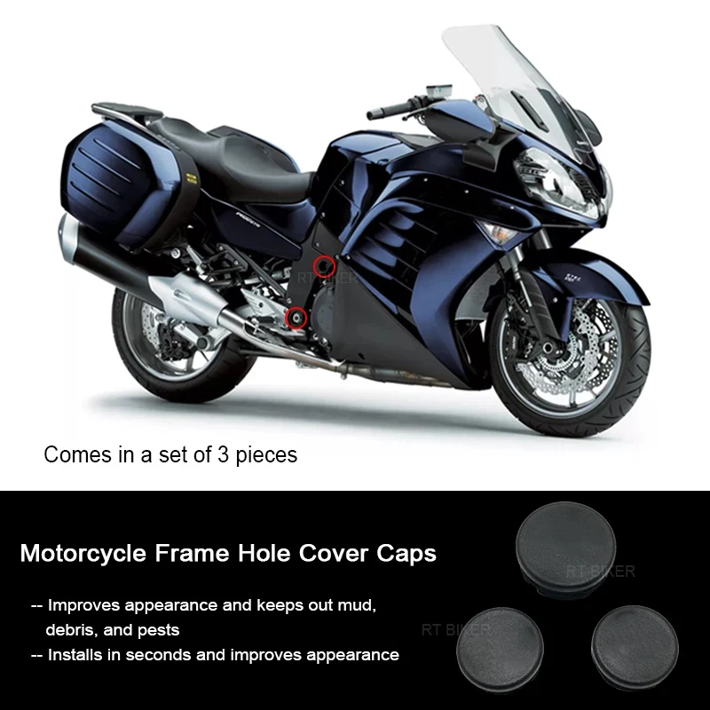 3PCS Motorcycle Frame Hole Cover Caps Plug Decorative Frame Cap Set For Kawasaki GTR1400 GTR 1400 2007-2023 2019 2020 2021 2022