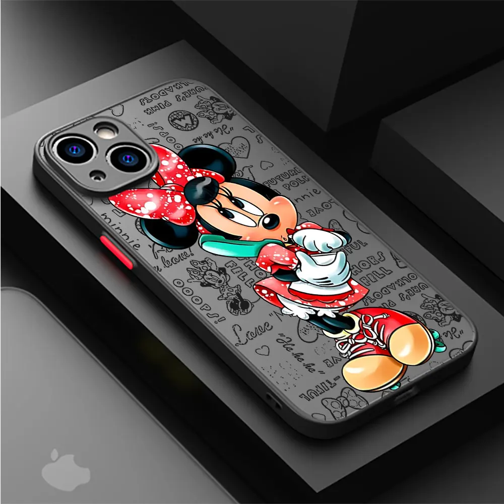 Disney Mickey Minnie Mouse Case for Apple iPhone 7 8 Plus XS Max 15ProMax 12 XR 13 Mini 11 Pro SE 14 Pro Luxury  Matte Cover