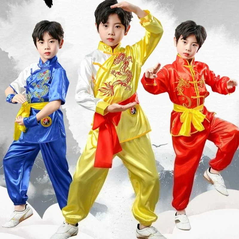 

Children's Day Martial Art Uniform Boy Tai Chi Stage Costume Men Casual Kung Fu Sets Women Summer Girl Wushu Suit Kids Clothes