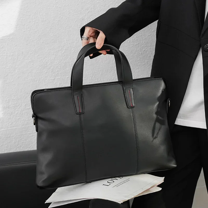 

Luxury Business Top-Handle Bags Men Handbag Tote Soft PU Leather Multifunction Men Crossbody Bag Laptop Bag Briefcase Satchels