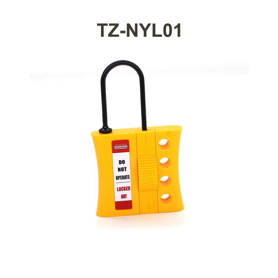 1 Pcs High Quality 4 hole safety lock 3mm 6mm  Multiperson management extension locks YellowInsulated nylon lockout hasp