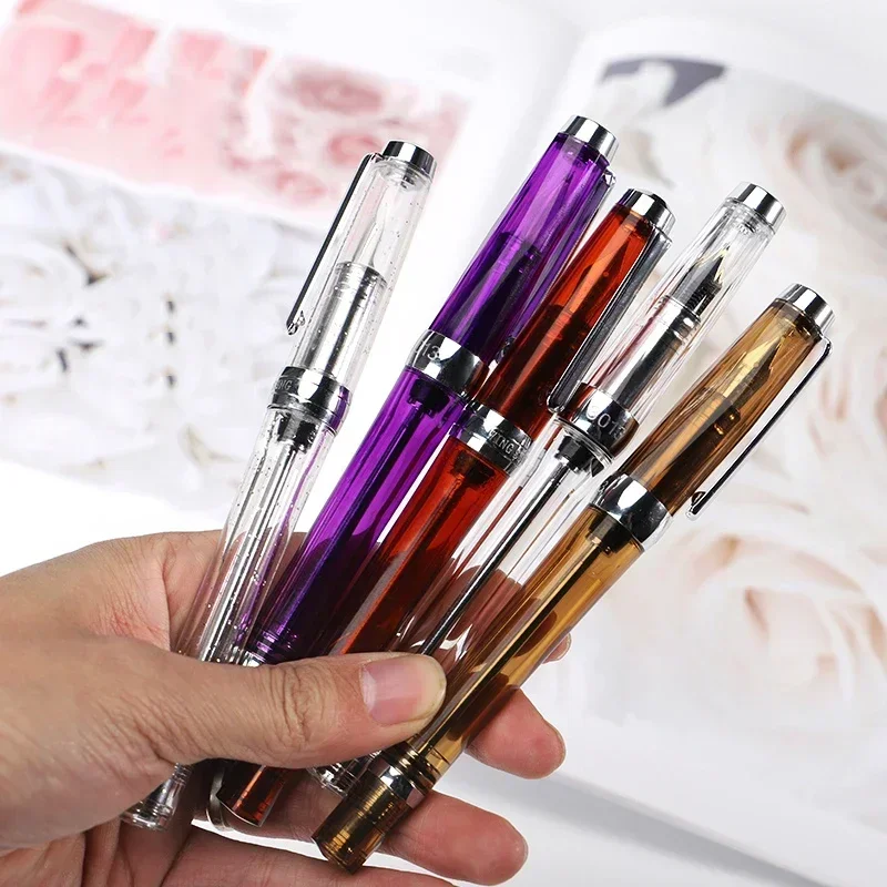 New Wing Sung 3013 Vacuum Filling Fountain Pen Resin Transparent Ink Pen EF/F Nib 0.38/0.5mm Resin Business Christmas Writing Gi