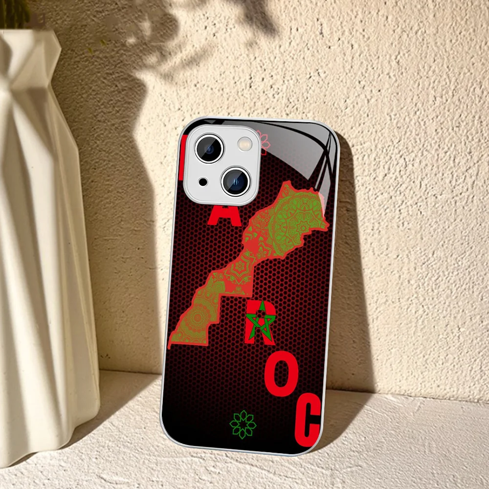 M-Morocco Flag Phone Case For iPhone 15 13 12 Mini 11 Pro XS Max X XR 14 Plus Tempered Glass Cover