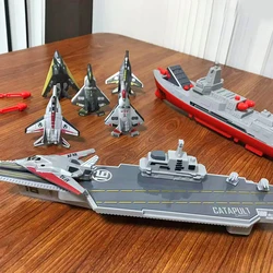 Carrier Fleet Escort Ship (capable of launching 6pcs fighter jets+6pcs missiles) Launcher Toy Children's Christmas Gift
