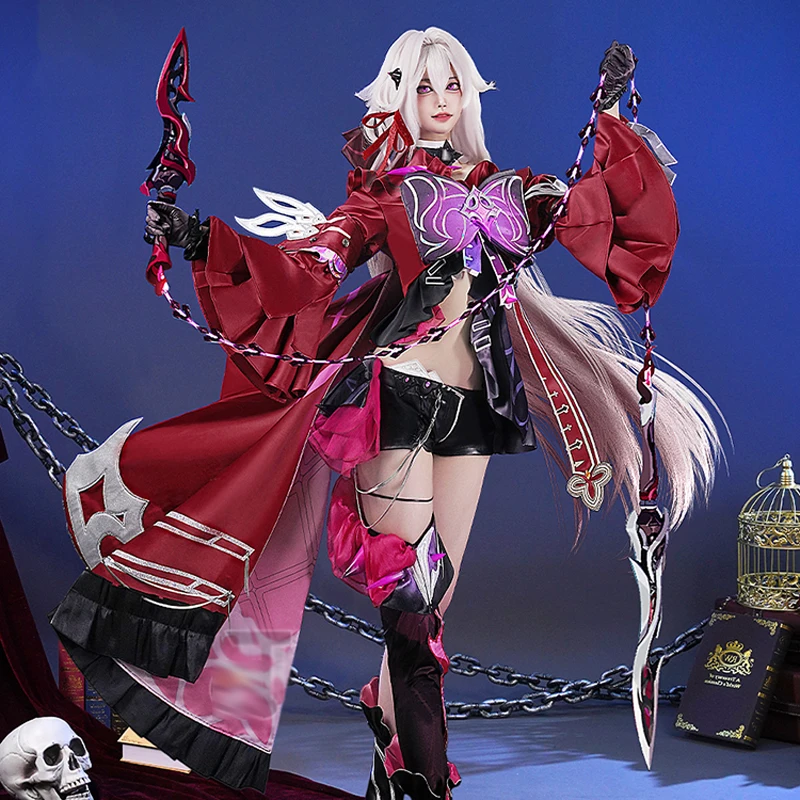 Thelema Nutriscu Cosplay New Honkai Impact 3rd  Gorgeous red sleeves big cape women Anime full set Costume