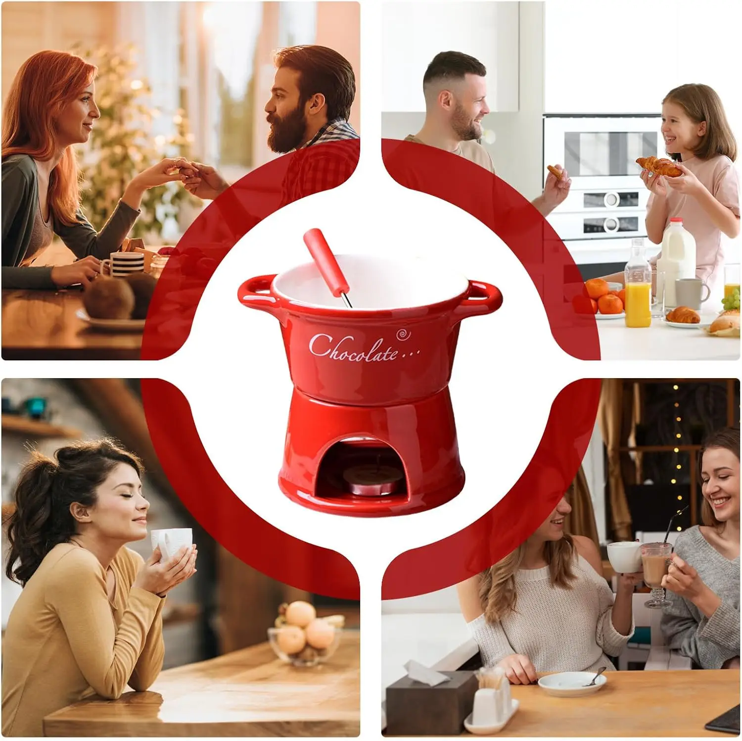 300 مللي كوب مع الشوكولاته MeltingButter للحلوى الأسرة عيد الميلاد جمعات هدية الجبن فوندو شوكة شمعة كوب سيراميك