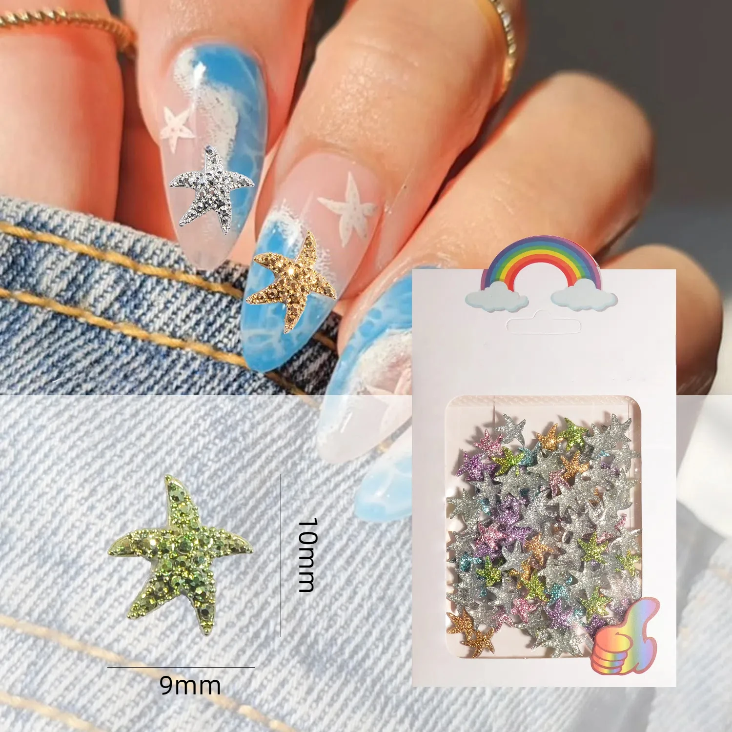 

100pcs Colored luxury Metal Nail Charms in Cartoon Design Cute BearSparkling Rhinestone Butterfly Ocean shell nail Accessories