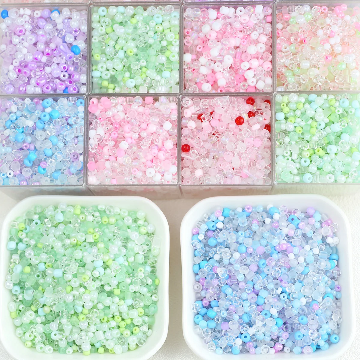 2-5mm 30g Light Colors Mini Color Mixing Glass Beads for Making DIY Bracelets Necklaces Keychains Various Jewelry Accessories