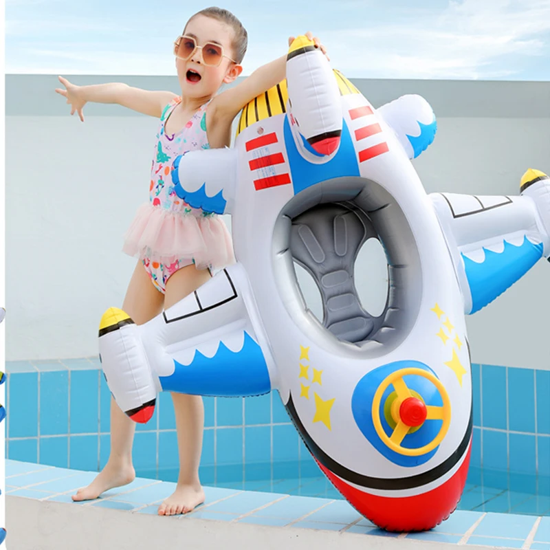 1 Pieza Flotador de Piscina con Forma de Avión, Anillo de Natación Inflable, Tubo de Natación Engrosado, Juguetes Flotantes para el Agua de Verano