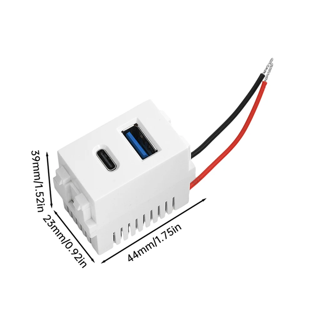 وحدة طاقة بمنفذ مزدوج USB من النوع C مقبس 220 فولت 5 فولت 2.1A وحدة شحن الهاتف المحمول محول شحن محول تحويل الطاقة