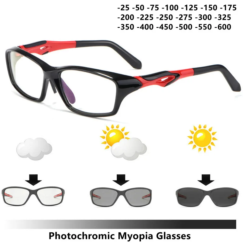 

Sports Photochromic Myopia Glasses Men TR90 Full Frame Anti-slip Eyewear Ultralight Nearsighted Glasses Minus Diopter Eyewear 75