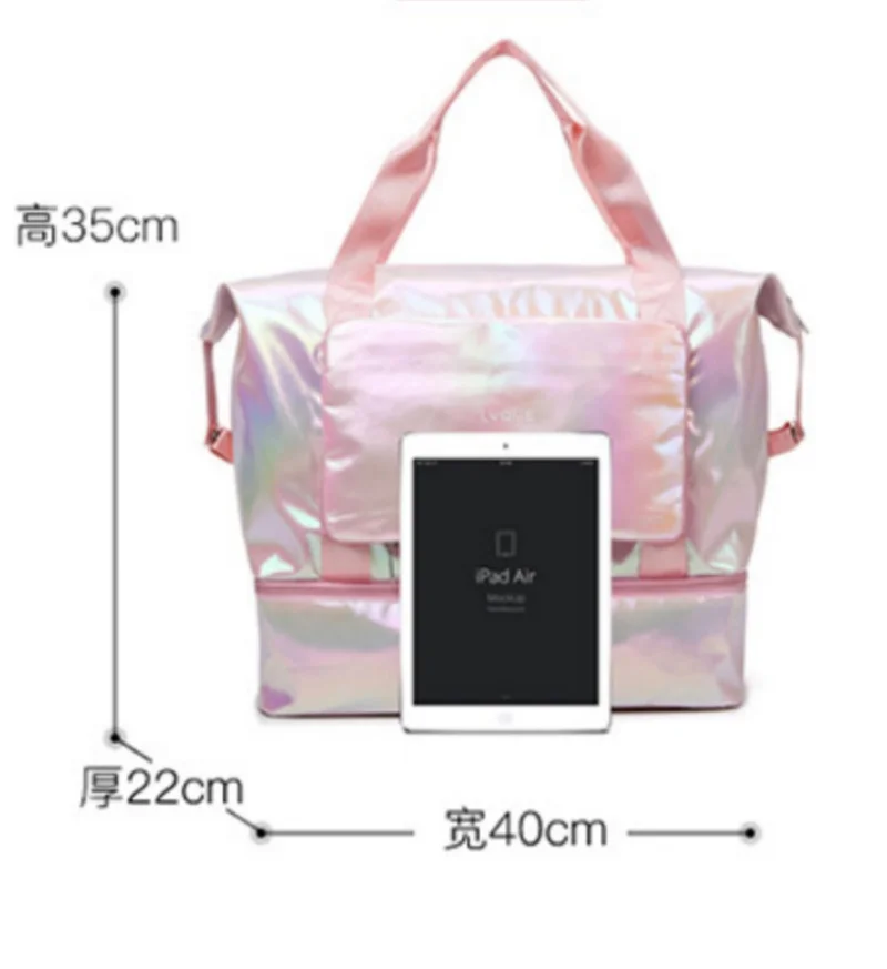 Personalizado Rosa Sports Bag com Compartimento de Sapato, impermeável Gym Handbag, Weekend Yoga Sacos, Viagem Swim Duffle, Blosa Fitness