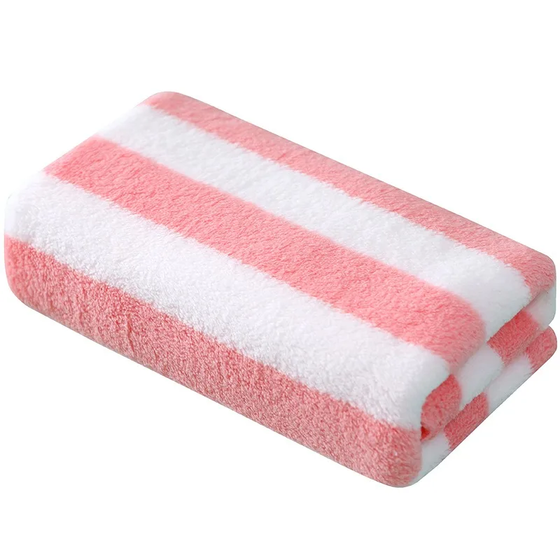 Set handuk tangan lembut, Set handuk mandi pola garis-garis, handuk penyerap cepat kering untuk kamar mandi