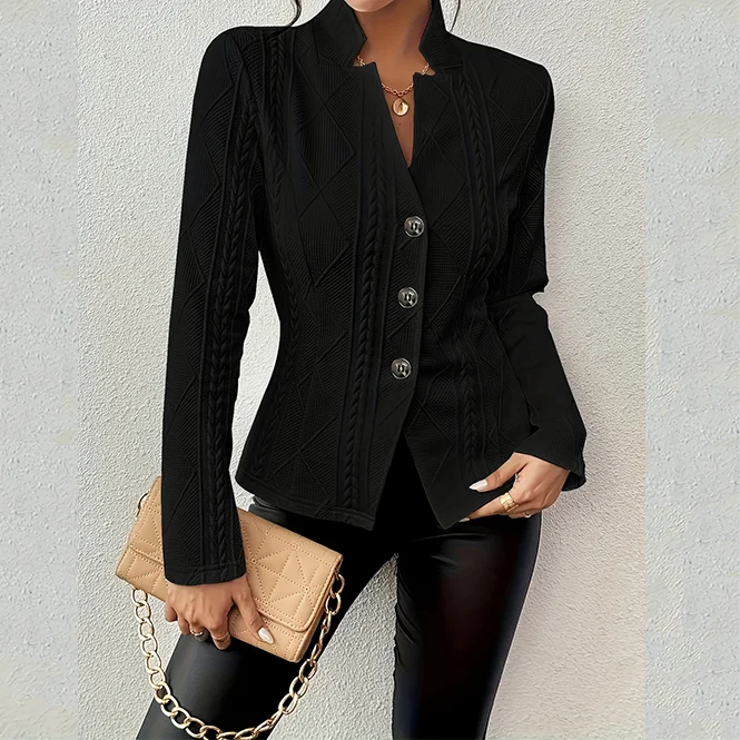 Frauen Blazer Jacke Anzug Mantel Einreiher Stehkragen Schlank Oberbekleidung Temperament Büro Dame 2025, Frühling Vintage Tops – Detail 2