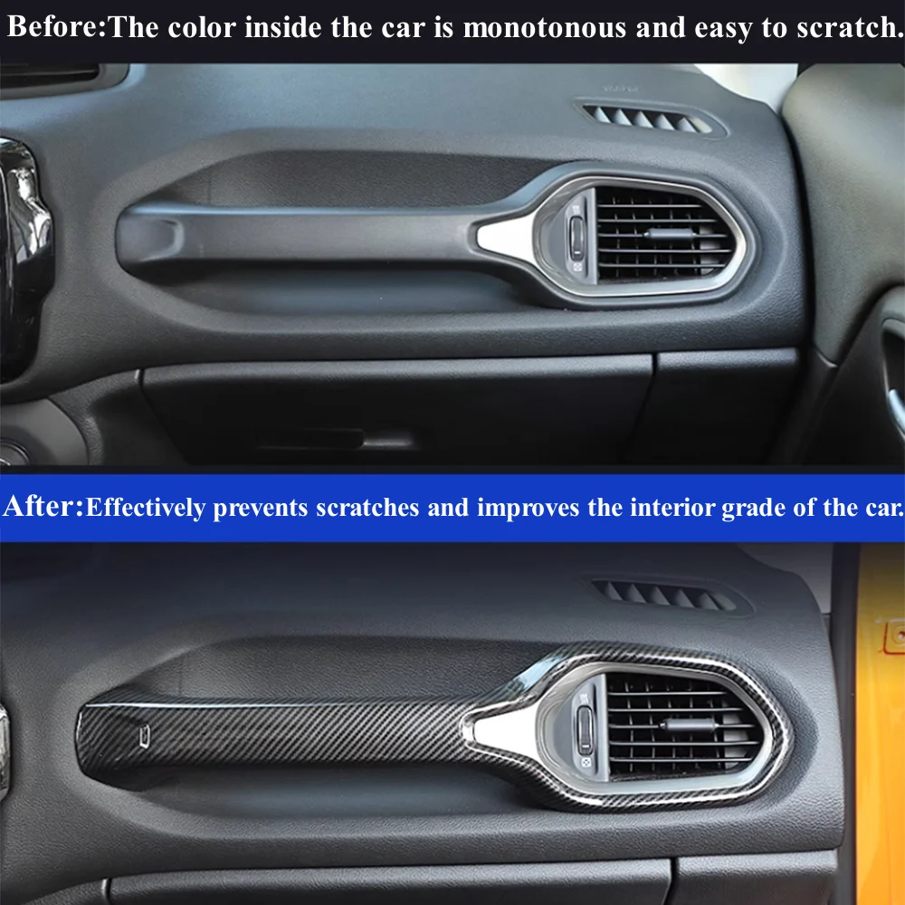 Car Co-pilot Seat Grab Handle Decoration Cover Trim Stickers for Jeep Renegade 2016-2022 Auto Interior Mouldings Accessories