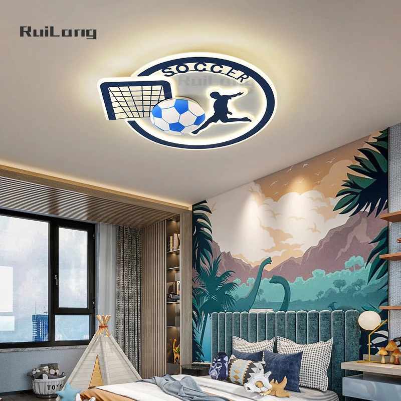 Kids Room Ceiling Light Football Lamp For Bedroom Boys Room Ceiling Light Soccer Lamp Ceiling Children Blue Chandelier Lighting