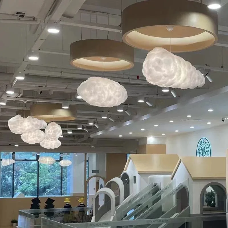 White Cloud Pendant Light Modern Silk Cotton Pure Droplight for Bedroom Hotel Cloth Living Room Kids Children LED Hanging Lamp