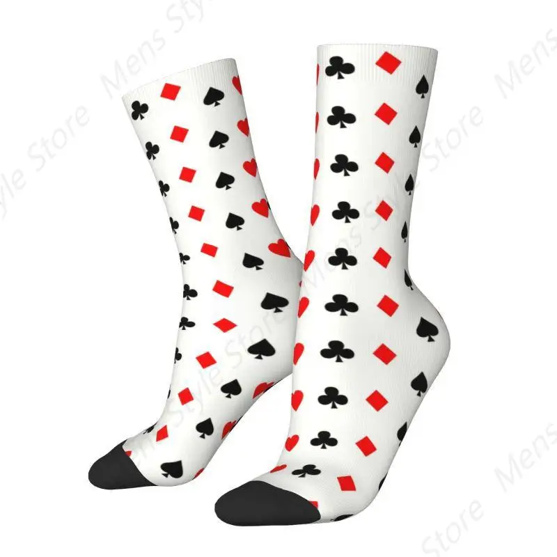 Funny Poker Pattern Mens Crew Socks Unisex Fashion Card Game Players Spring Summer Autumn Winter Dress Socks