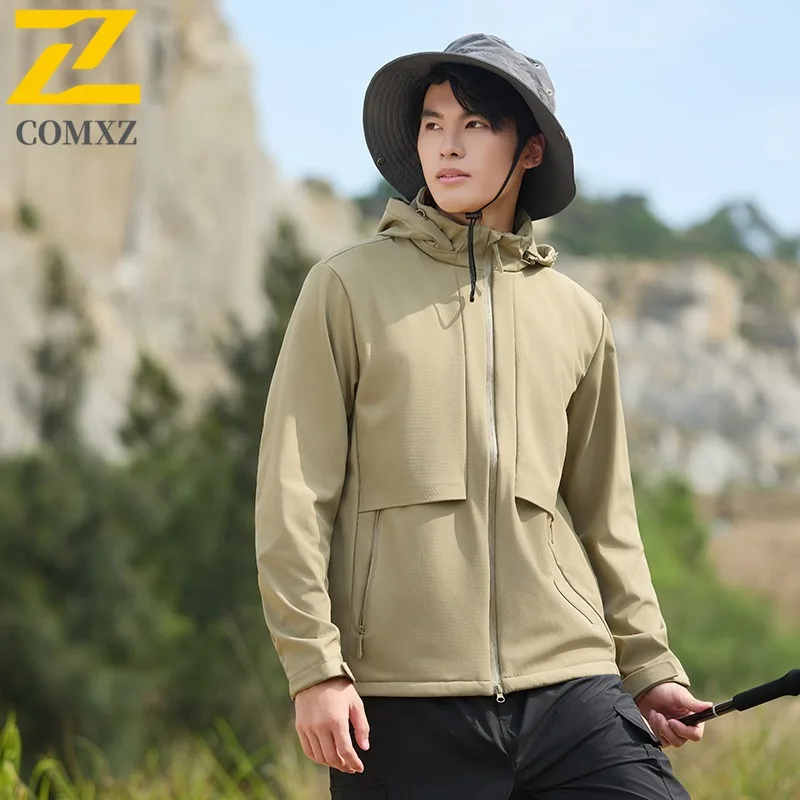 

COMXZ 2025 Спортивная куртка на открытом воздухе Мужская высококачественная ветрозащитная повседневная походная куртка