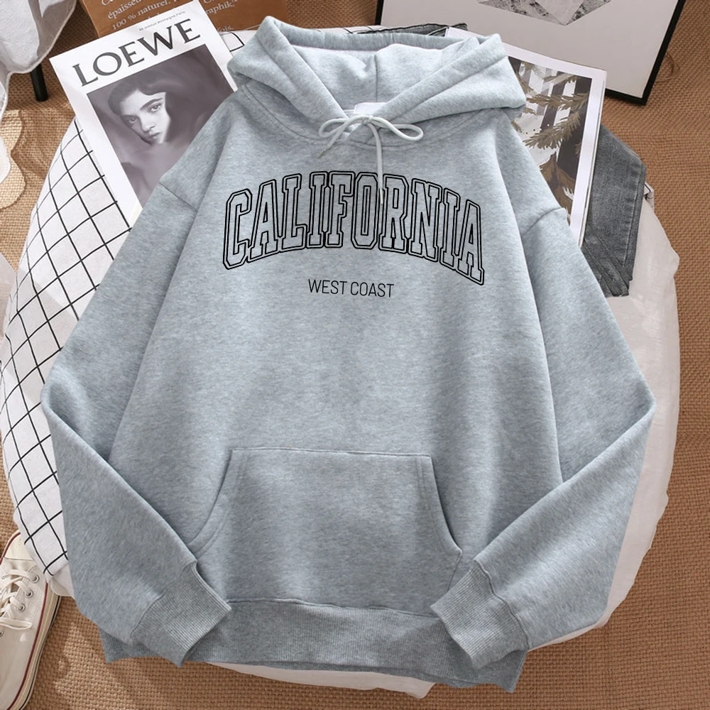 California West Coast Printed Men Hoodies Street Crewneck Hoodie Autumn Oversizehoody Hip Hop Casual Fleece Warm Clothes Woman