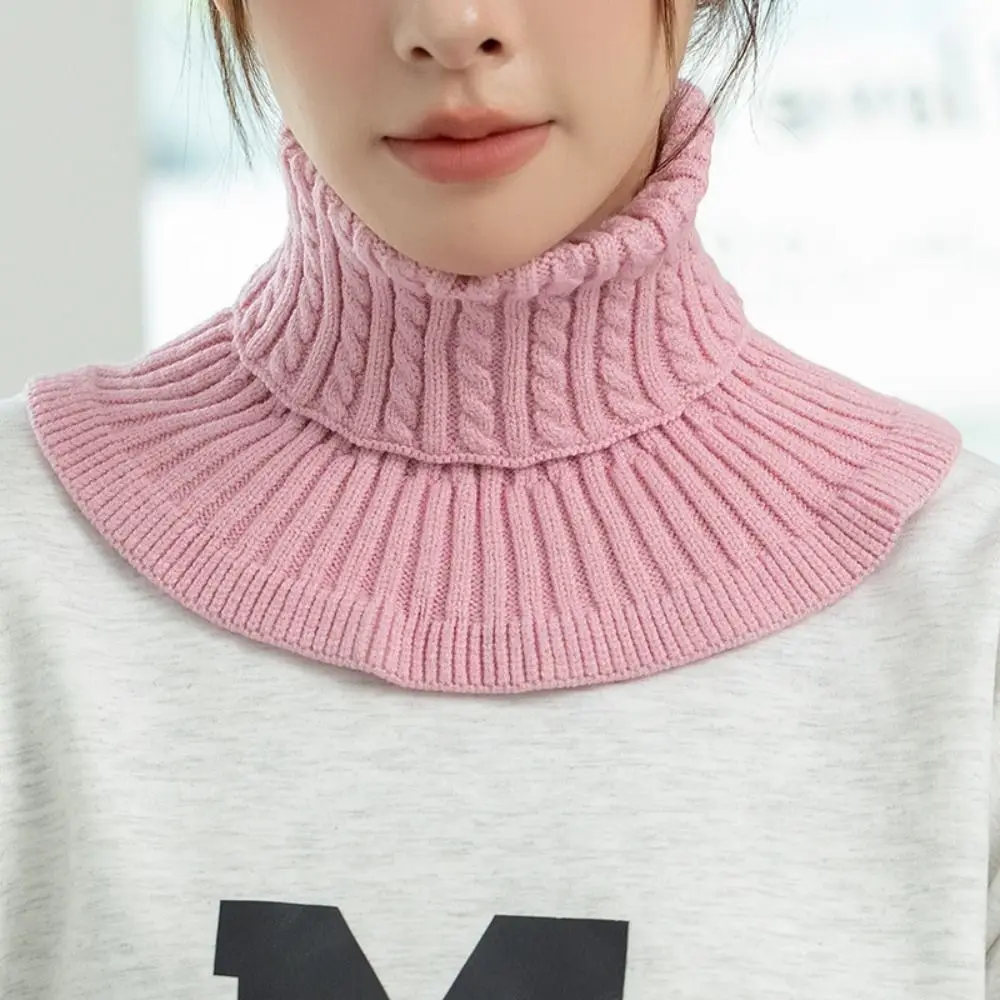 

Simple Ribbed Turtleneck Fake Collar Warm Scarf Winter Shawl Knitted Bib Korean Style Scarf Accessories Wool Scarf Autumn Winter
