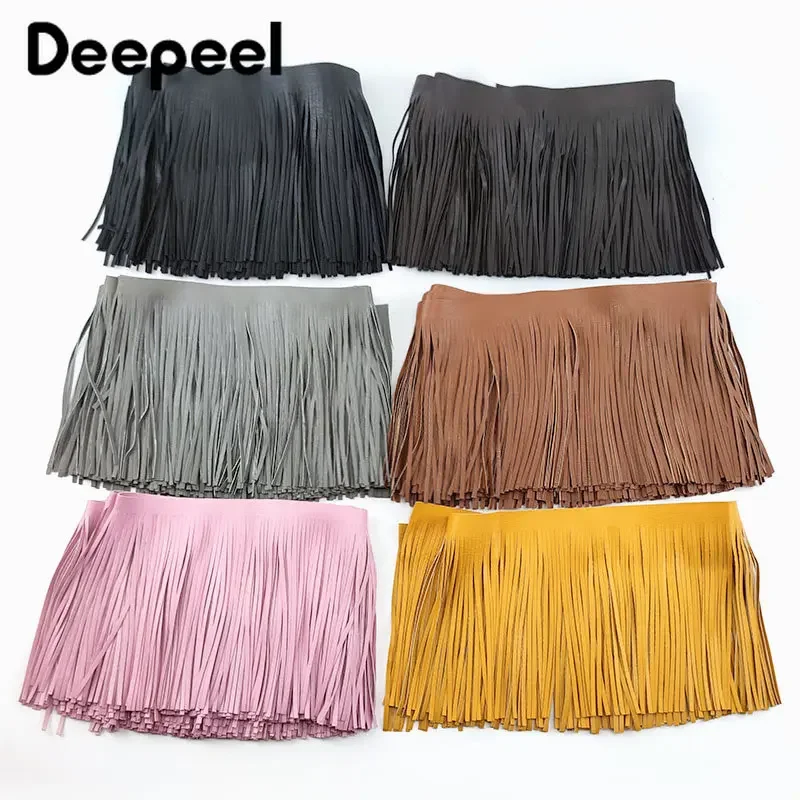 5Meters 10-30cm PU Faux Leather Tassel Fringe Trim Lace Ribbon Trimming for Jacket Dress Clothes Fabric DIY Sewing Accessories