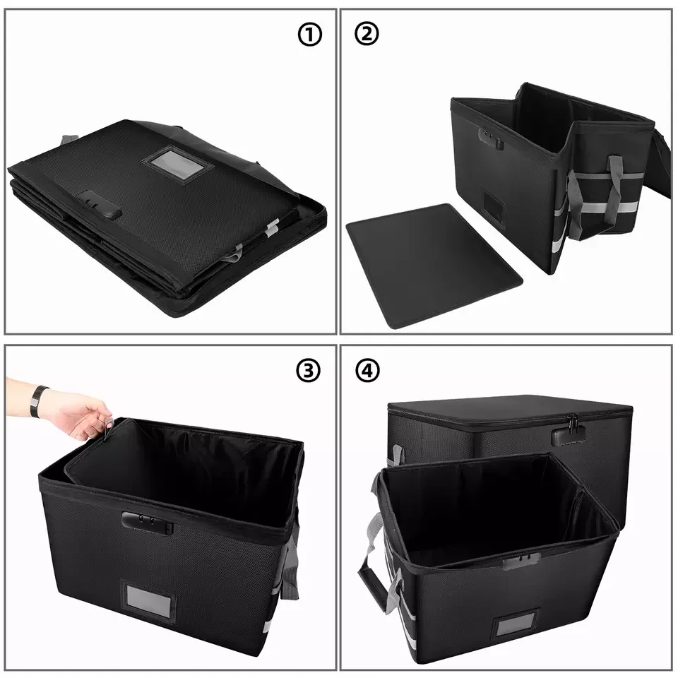 Firproof Document Box Office Large Capacity Waterproof Safe Case Zipper Lock Fireproof Document Bag for Valuables File Storage