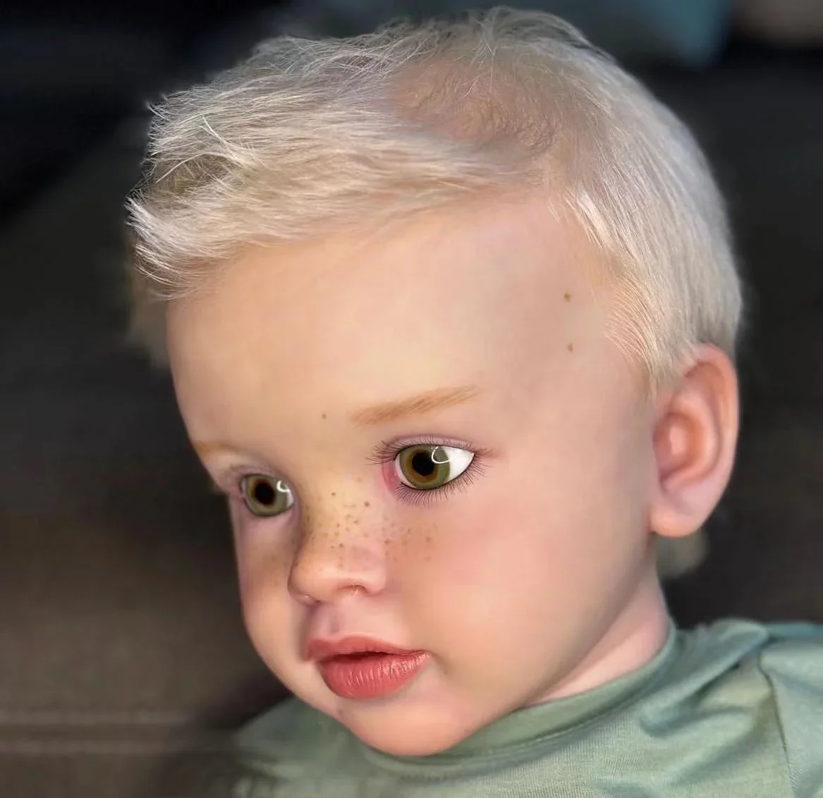 DLS Customzied Limited Supply 26inch Reborn Baby Doll Pippa Boy Version Freckles On the Face With Hand-Rooted White Short Hair