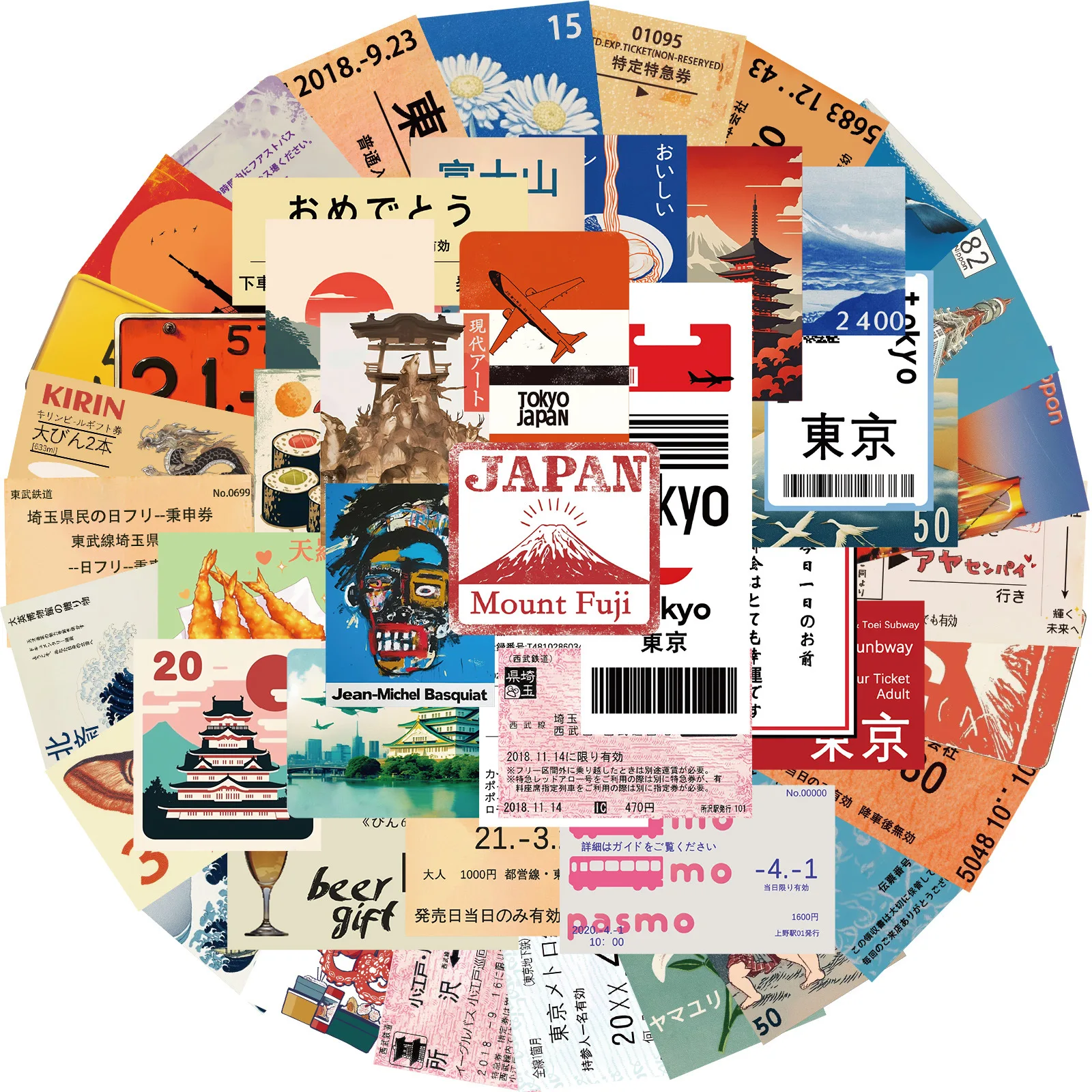 50pcs Japanese Cultural Elements Travel Graffiti Stickers Phone Guitar Laptop Notebook Suitcase Cup Waterproof Sticker Kids Toys